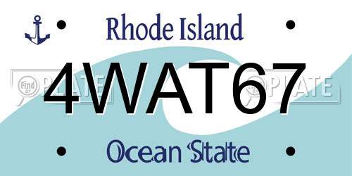 4WAT67 Rhode Island License Plate