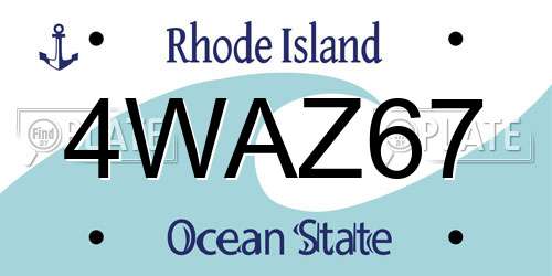 4WAZ67 Rhode Island License Plate