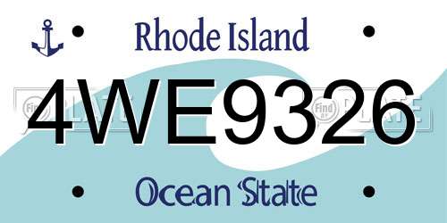 4WE9326 Rhode Island License Plate
