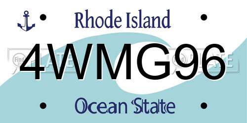 4WMG96 Rhode Island License Plate