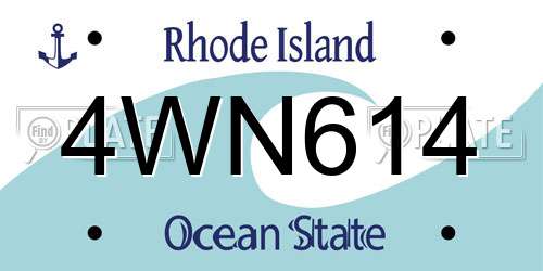 4WN614 Rhode Island License Plate