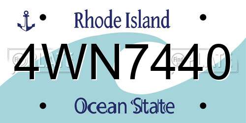 4WN7440 Rhode Island License Plate