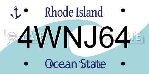 4WNJ64 Rhode Island License Plate