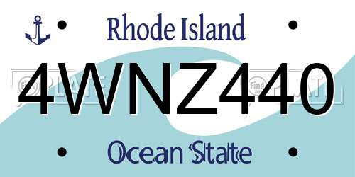4WNZ440 Rhode Island License Plate