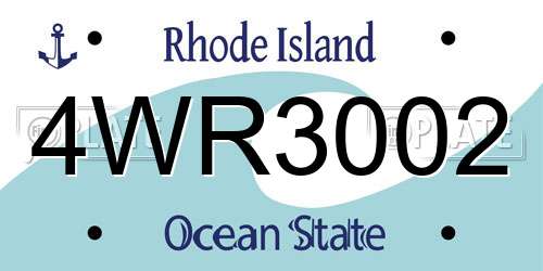 4WR3002 Rhode Island License Plate