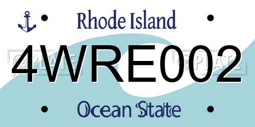 4WRE002 Rhode Island License Plate