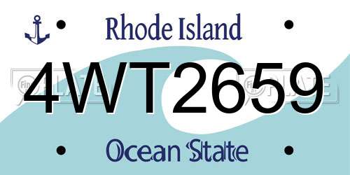 4WT2659 Rhode Island License Plate