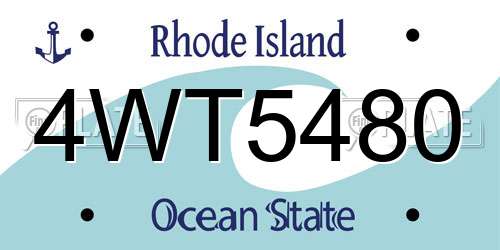 4WT5480 Rhode Island License Plate