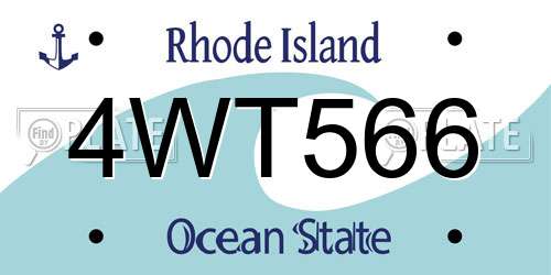 4WT566 Rhode Island License Plate