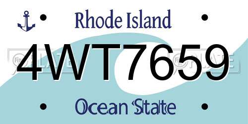 4WT7659 Rhode Island License Plate