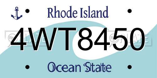 4WT8450 Rhode Island License Plate