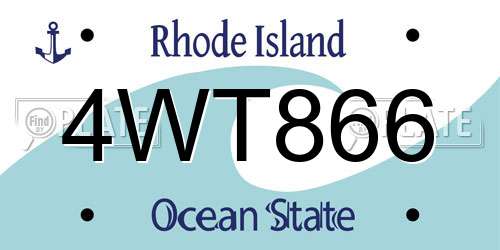 4WT866 Rhode Island License Plate