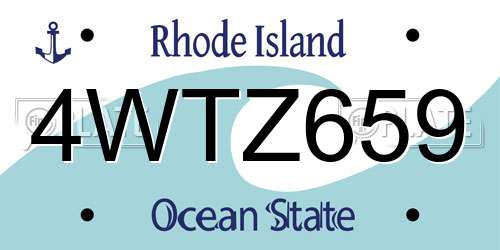 4WTZ659 Rhode Island License Plate