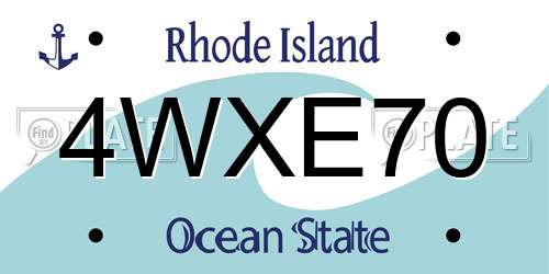 4WXE70 Rhode Island License Plate
