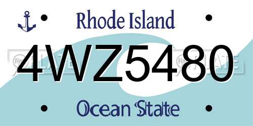 4WZ5480 Rhode Island License Plate