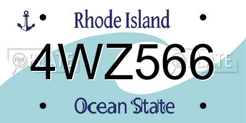 4WZ566 Rhode Island License Plate