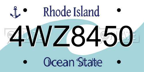 4WZ8450 Rhode Island License Plate