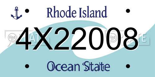 4X22008 Rhode Island License Plate