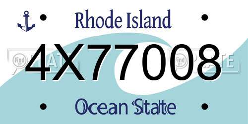 4X77008 Rhode Island License Plate
