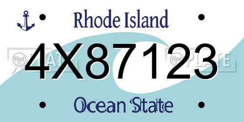 4X87123 Rhode Island License Plate