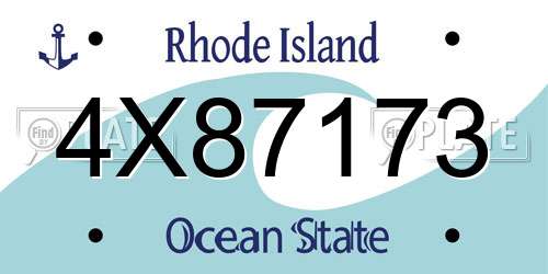 4X87173 Rhode Island License Plate