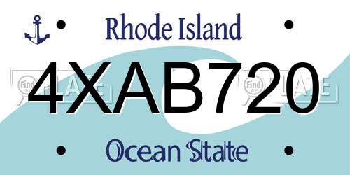 4XAB720 Rhode Island License Plate