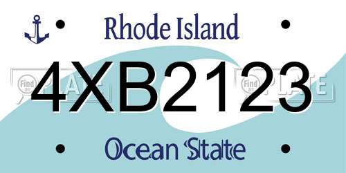4XB2123 Rhode Island License Plate