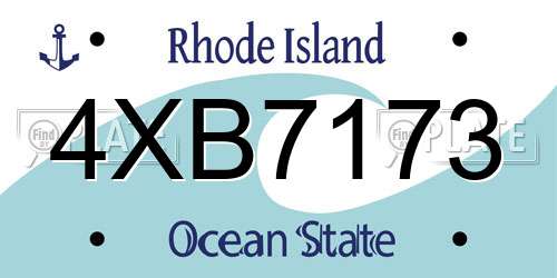 4XB7173 Rhode Island License Plate