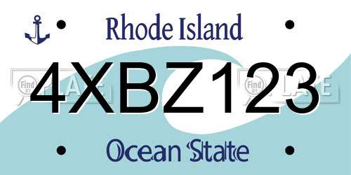 4XBZ123 Rhode Island License Plate