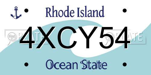 4XCY54 Rhode Island License Plate