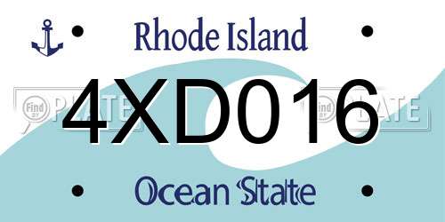 4XD016 Rhode Island License Plate