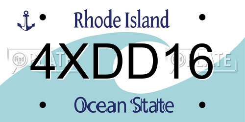 4XDD16 Rhode Island License Plate