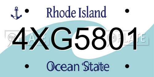 4XG5801 Rhode Island License Plate