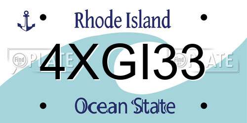 4XGI33 Rhode Island License Plate