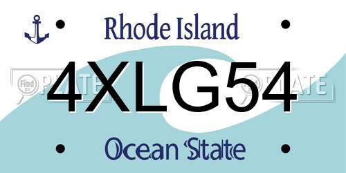 4XLG54 Rhode Island License Plate