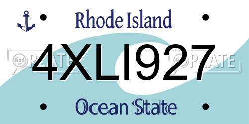 4XLI927 Rhode Island License Plate