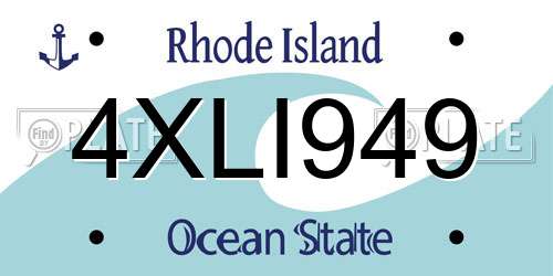 4XLI949 Rhode Island License Plate