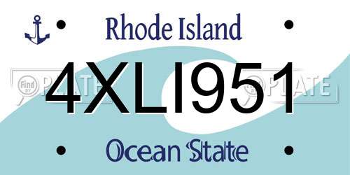 4XLI951 Rhode Island License Plate