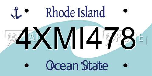 4XMI478 Rhode Island License Plate