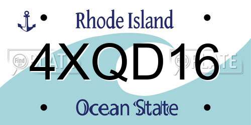 4XQD16 Rhode Island License Plate