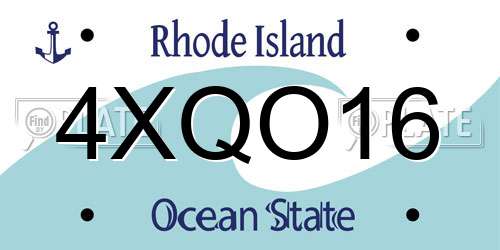 4XQO16 Rhode Island License Plate