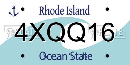 4XQQ16 Rhode Island License Plate
