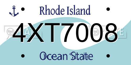 4XT7008 Rhode Island License Plate