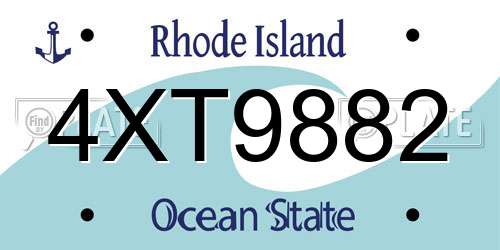 4XT9882 Rhode Island License Plate