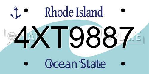 4XT9887 Rhode Island License Plate