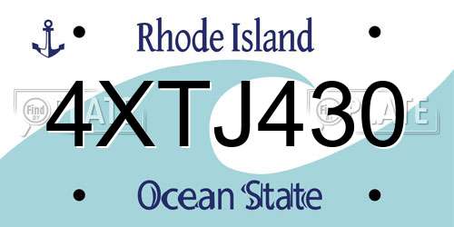 4XTJ430 Rhode Island License Plate