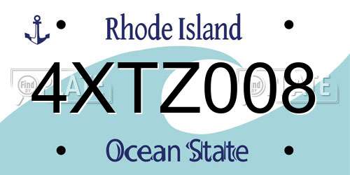 4XTZ008 Rhode Island License Plate