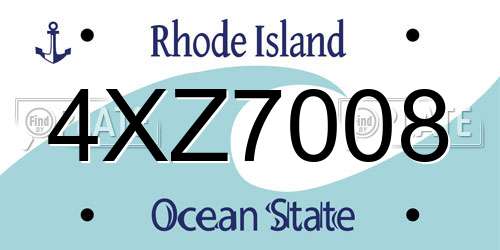 4XZ7008 Rhode Island License Plate