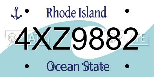 4XZ9882 Rhode Island License Plate