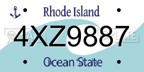 4XZ9887 Rhode Island License Plate